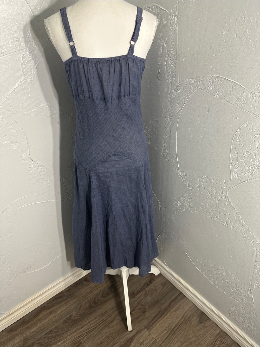 Scully Slate Blue V-Neck Midi Dress with Tie Waist - Picture 7 of 15